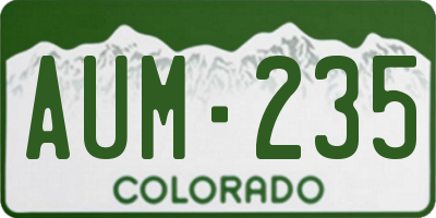 CO license plate AUM235