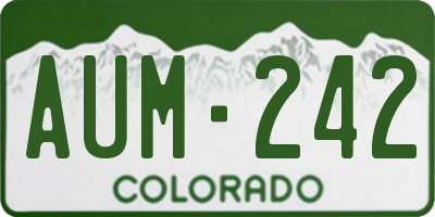 CO license plate AUM242