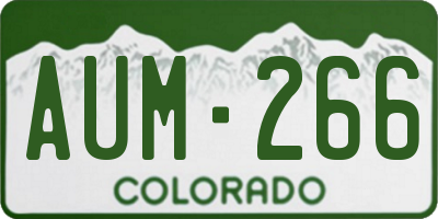 CO license plate AUM266
