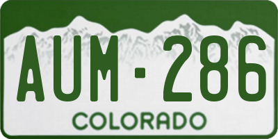 CO license plate AUM286