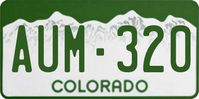 CO license plate AUM320