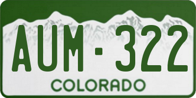 CO license plate AUM322