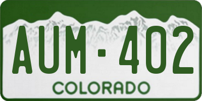 CO license plate AUM402