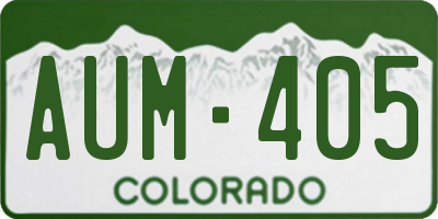 CO license plate AUM405
