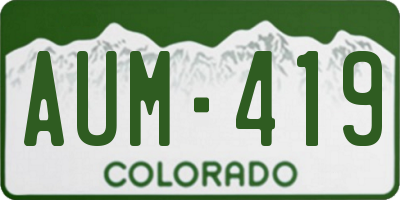 CO license plate AUM419