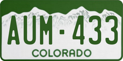 CO license plate AUM433
