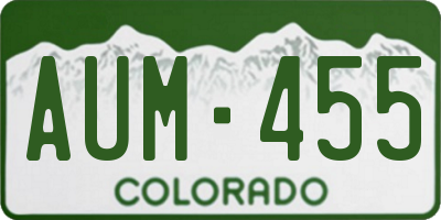 CO license plate AUM455