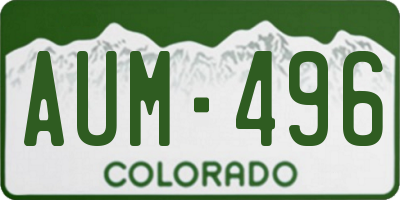 CO license plate AUM496