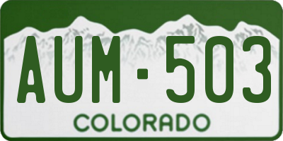 CO license plate AUM503