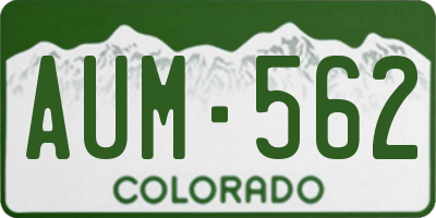 CO license plate AUM562