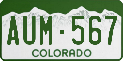 CO license plate AUM567