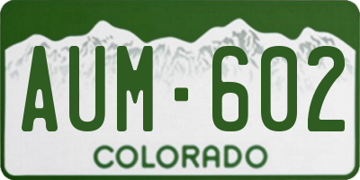 CO license plate AUM602