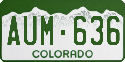 CO license plate AUM636