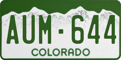 CO license plate AUM644