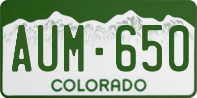 CO license plate AUM650