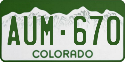 CO license plate AUM670