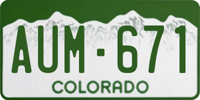 CO license plate AUM671