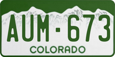 CO license plate AUM673