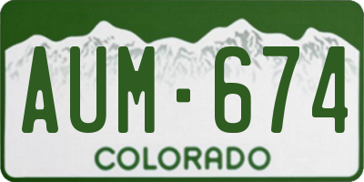 CO license plate AUM674