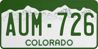 CO license plate AUM726