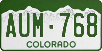 CO license plate AUM768