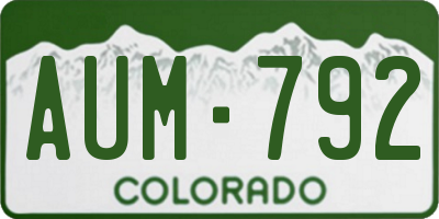 CO license plate AUM792