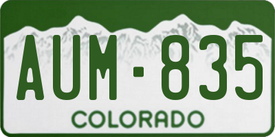 CO license plate AUM835