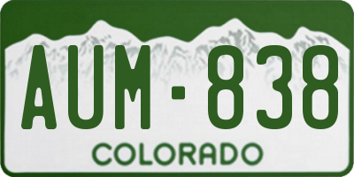 CO license plate AUM838