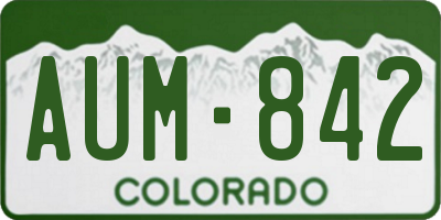 CO license plate AUM842