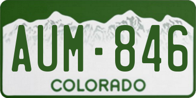 CO license plate AUM846