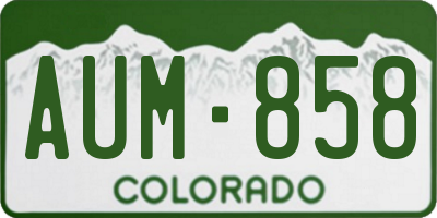 CO license plate AUM858
