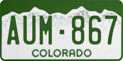 CO license plate AUM867