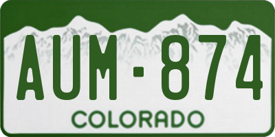 CO license plate AUM874