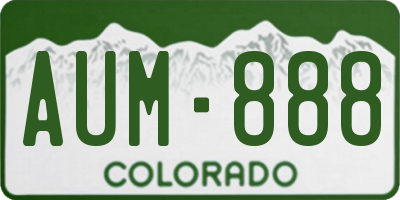CO license plate AUM888