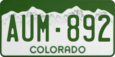 CO license plate AUM892
