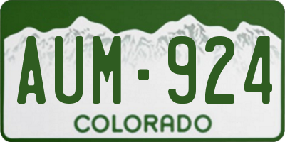 CO license plate AUM924