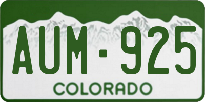 CO license plate AUM925