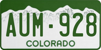 CO license plate AUM928