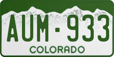 CO license plate AUM933