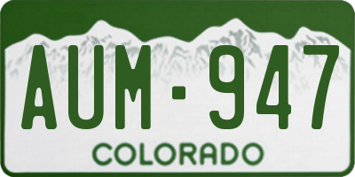 CO license plate AUM947