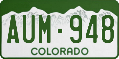 CO license plate AUM948