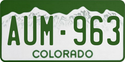 CO license plate AUM963