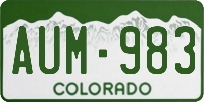 CO license plate AUM983