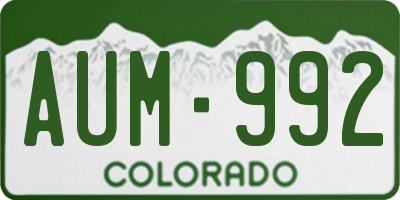 CO license plate AUM992