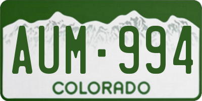 CO license plate AUM994