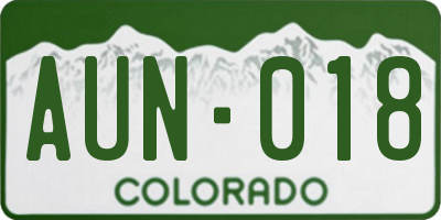 CO license plate AUN018