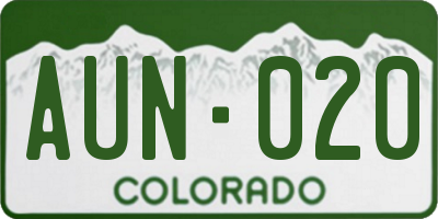 CO license plate AUN020