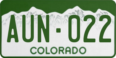 CO license plate AUN022