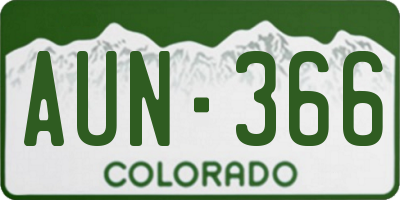 CO license plate AUN366