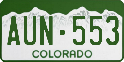 CO license plate AUN553